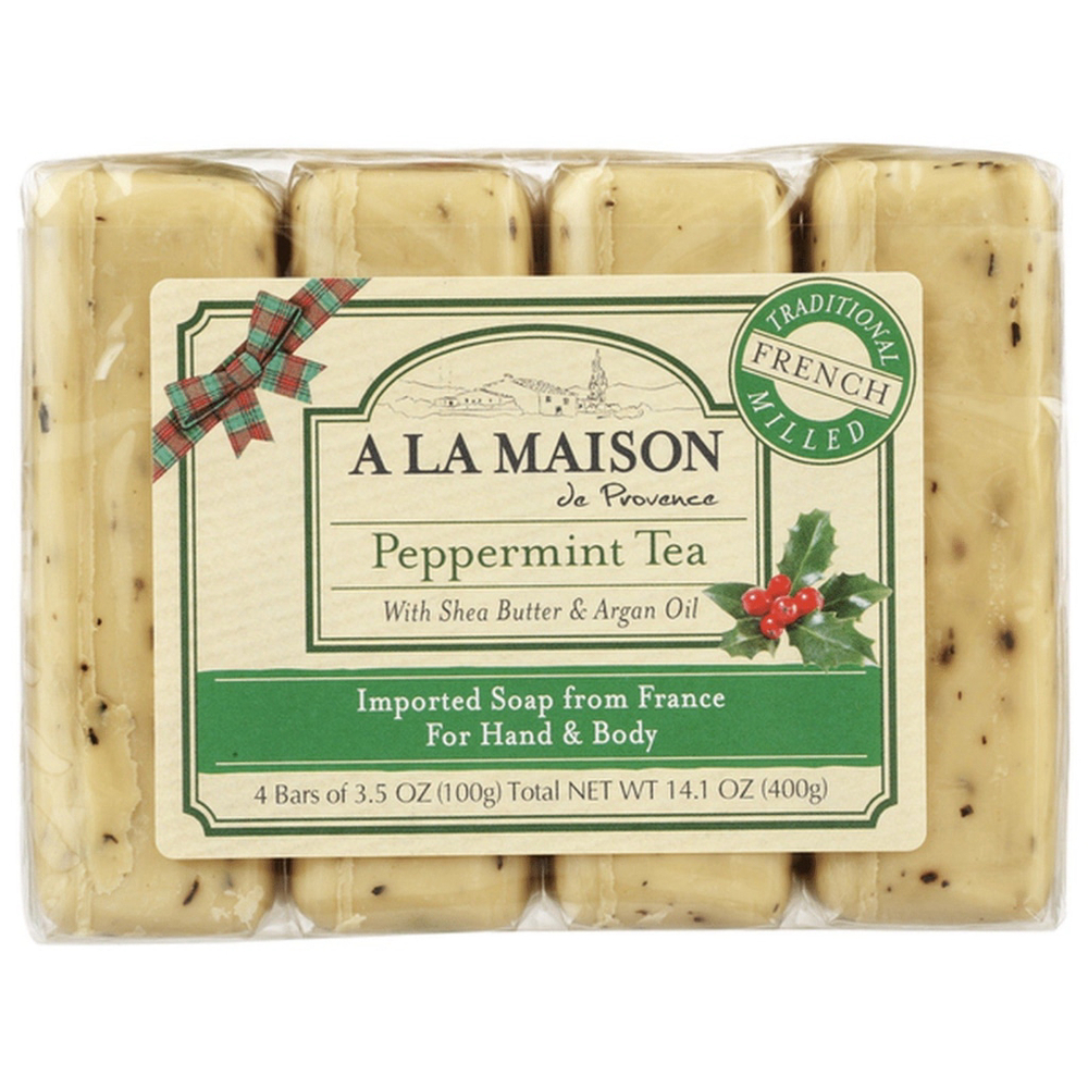 A La Maison French-Milled Bar Soap Peppermint Tea 14.1 oz 4 Bars RARE